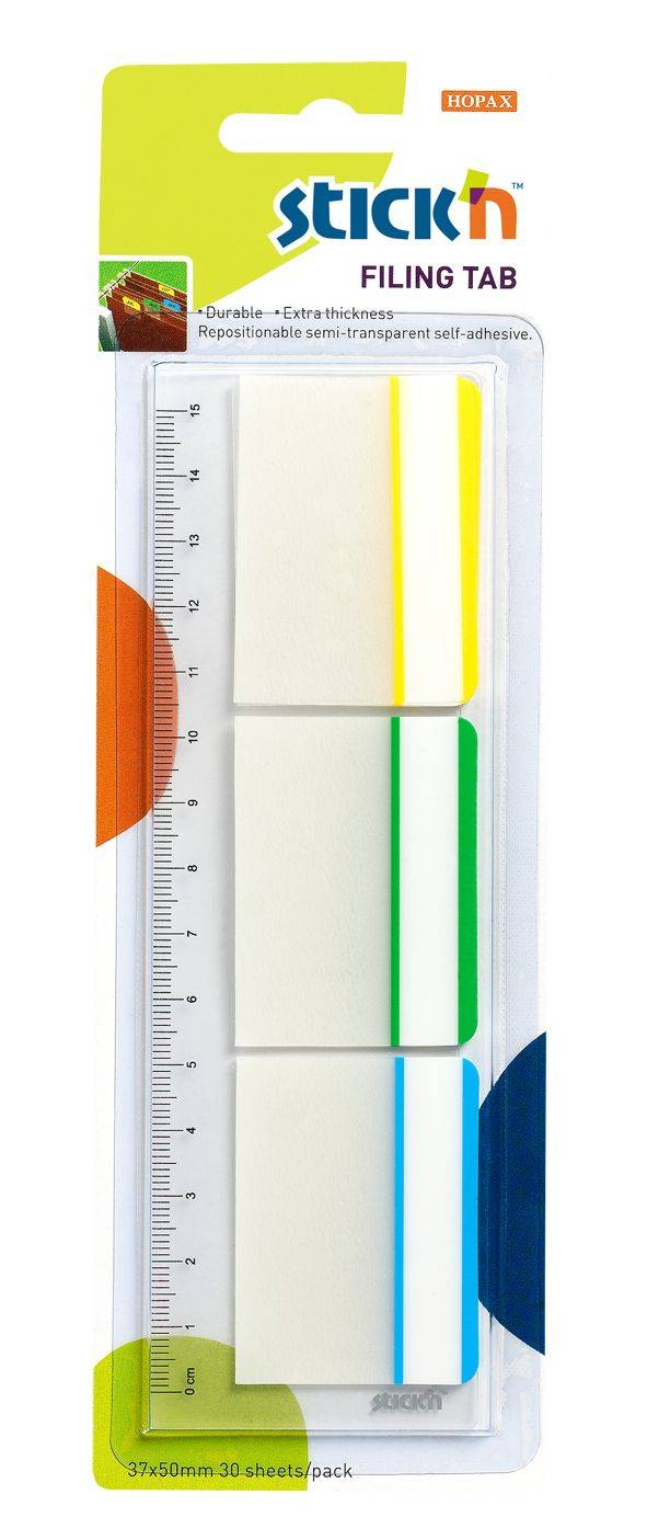 Stick'n Filing Tabs Repositionable Framed Set of 3 (30 Tabs)