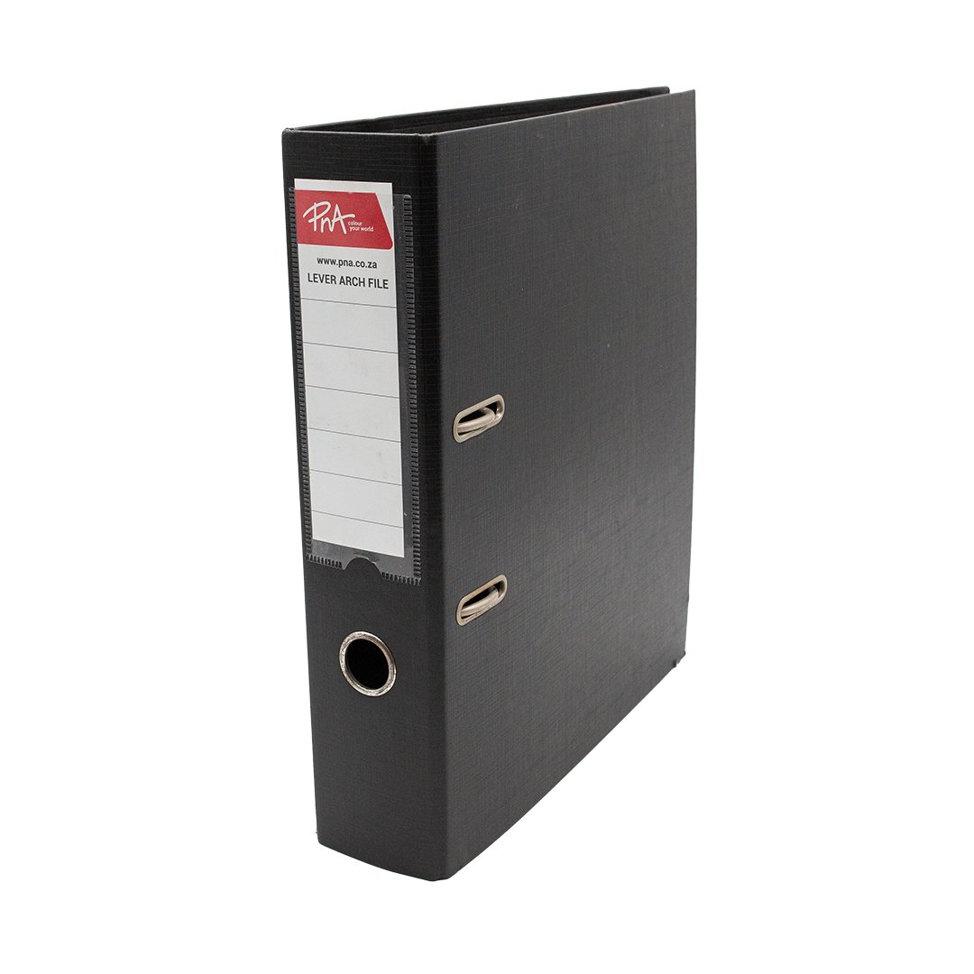 PNA Lever Arch File Alpha Black A4 75mm PP