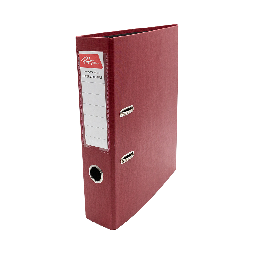 PNA Lever Arch File Alpha Burgundy A4 75mm PP
