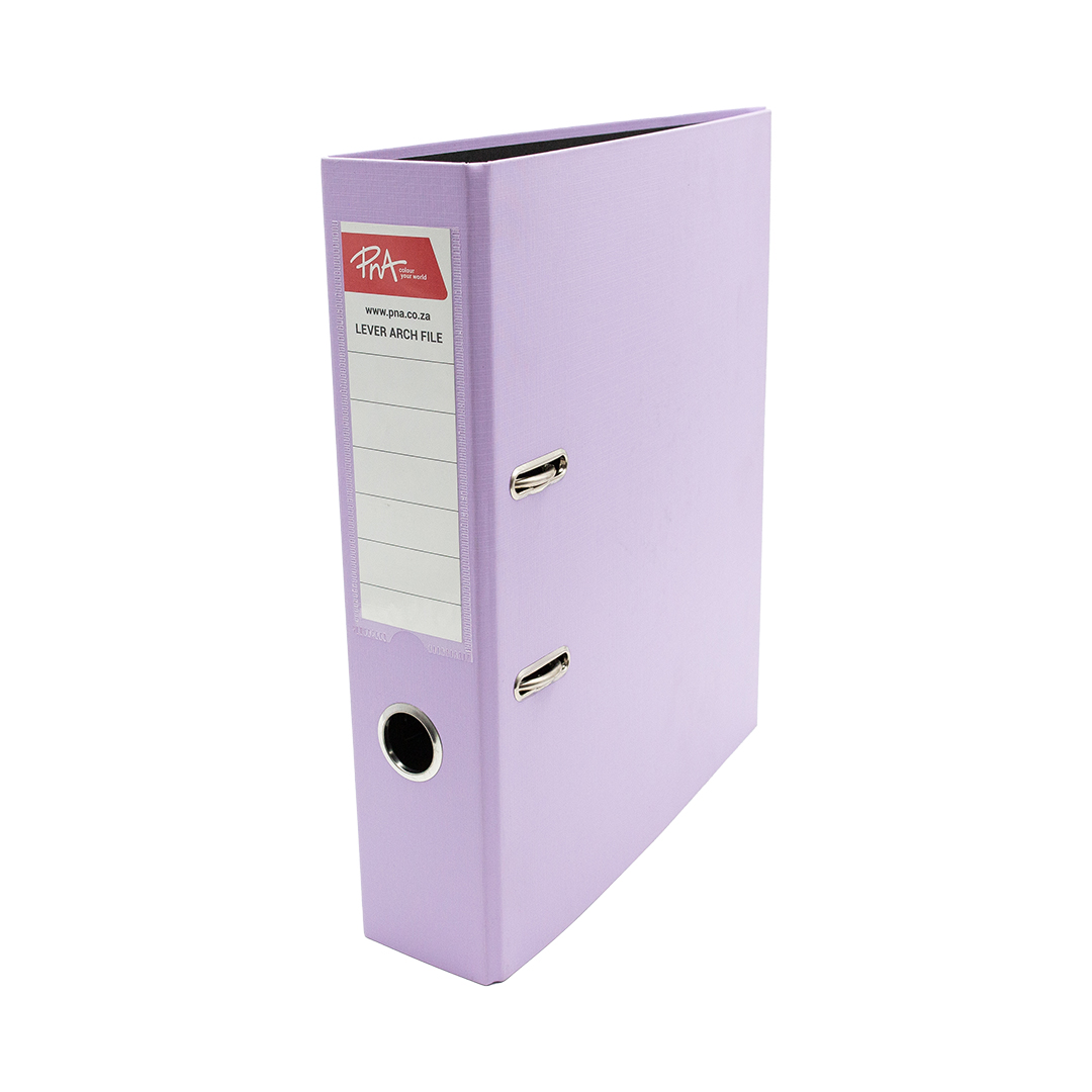 PNA Lever Arch File Pastel Lavender A4 75mm PP
