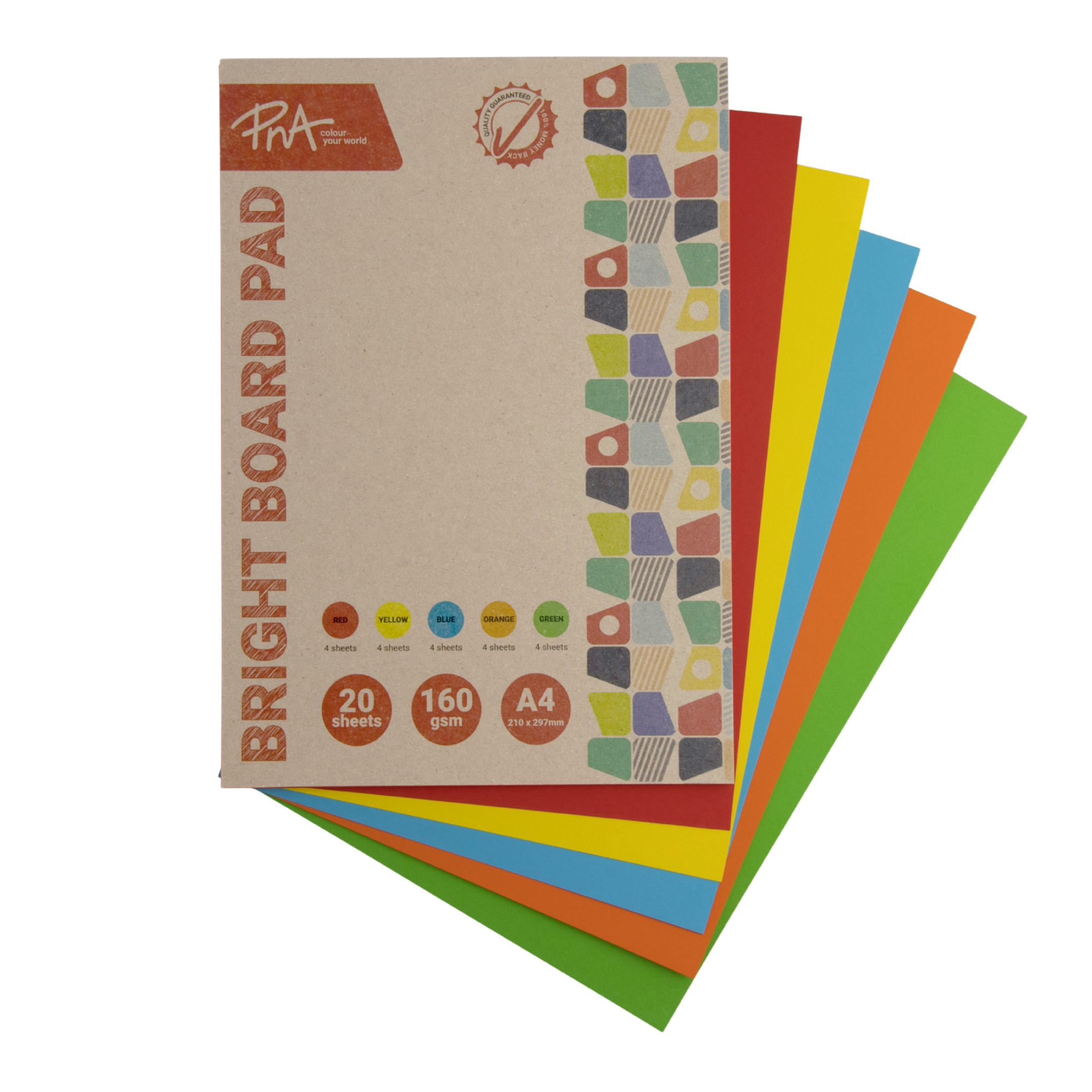 PNA Bright Board Pads Multicolour A4 20 Sheet
