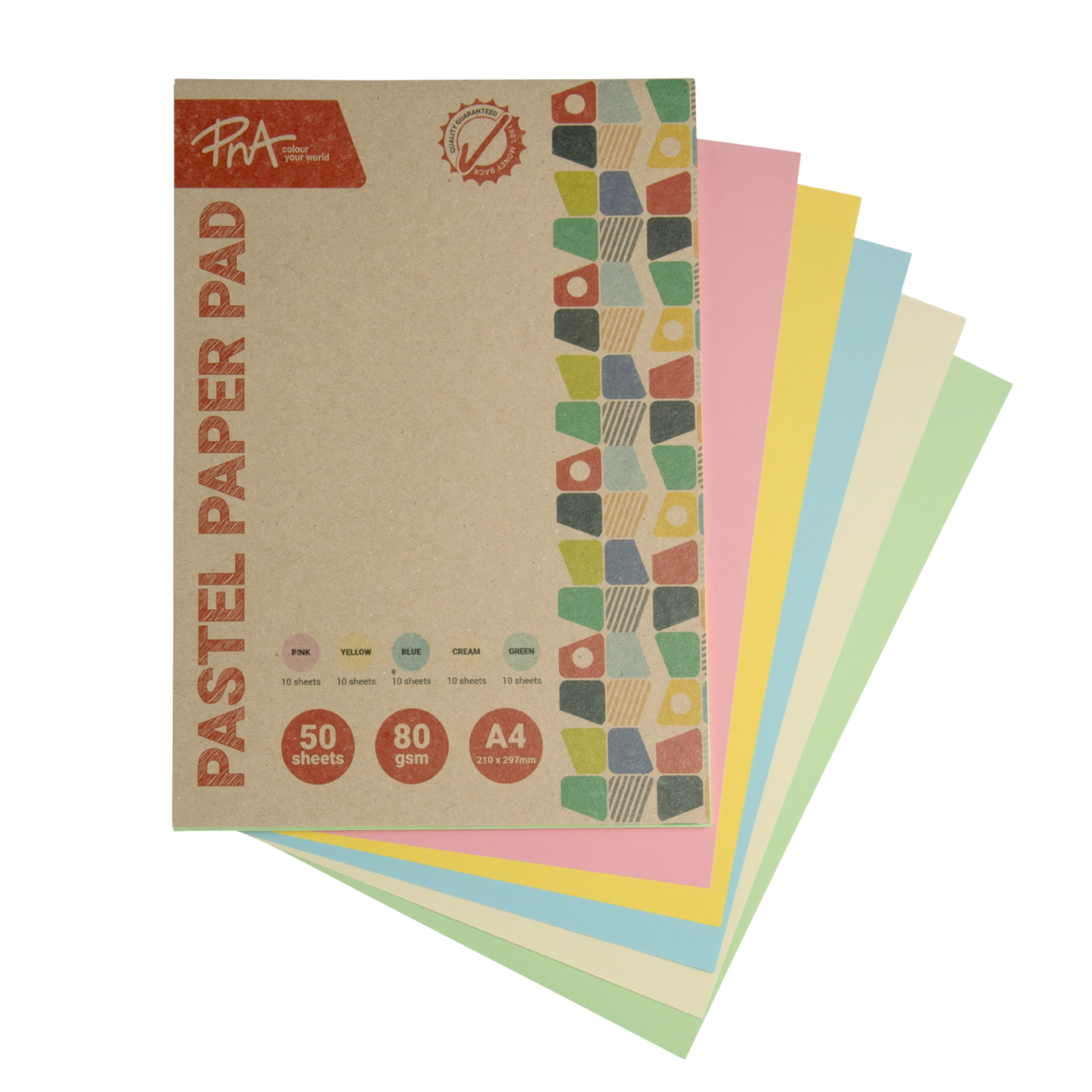 PNA Pastel Paper Pads 80gsm A4 50 Sheet