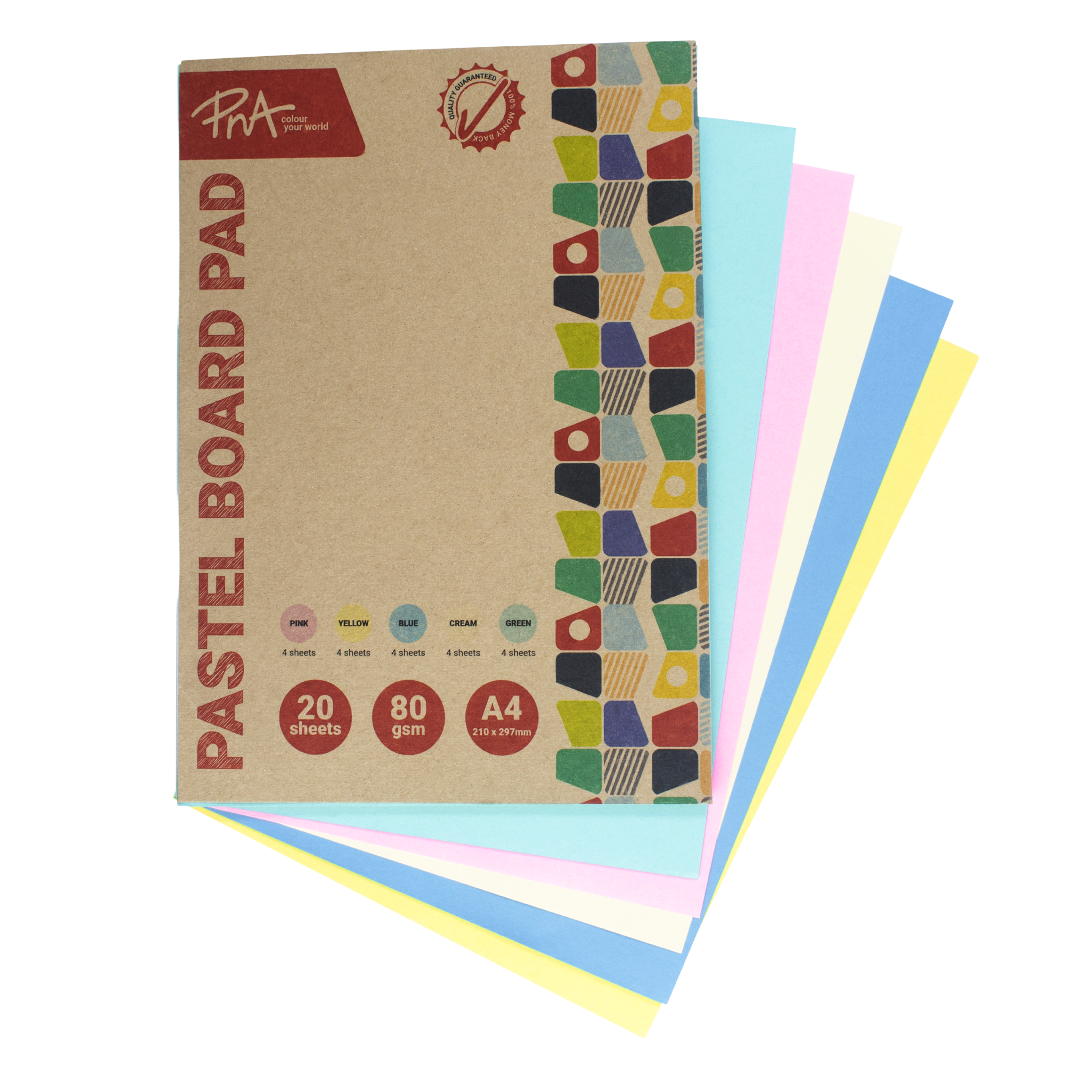 PNA Pastel Board Pads Multicolour A4 20 Sheet
