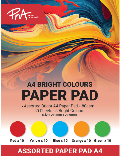 PNA Bright Paper Pads 80gsm A4 50 Sheet