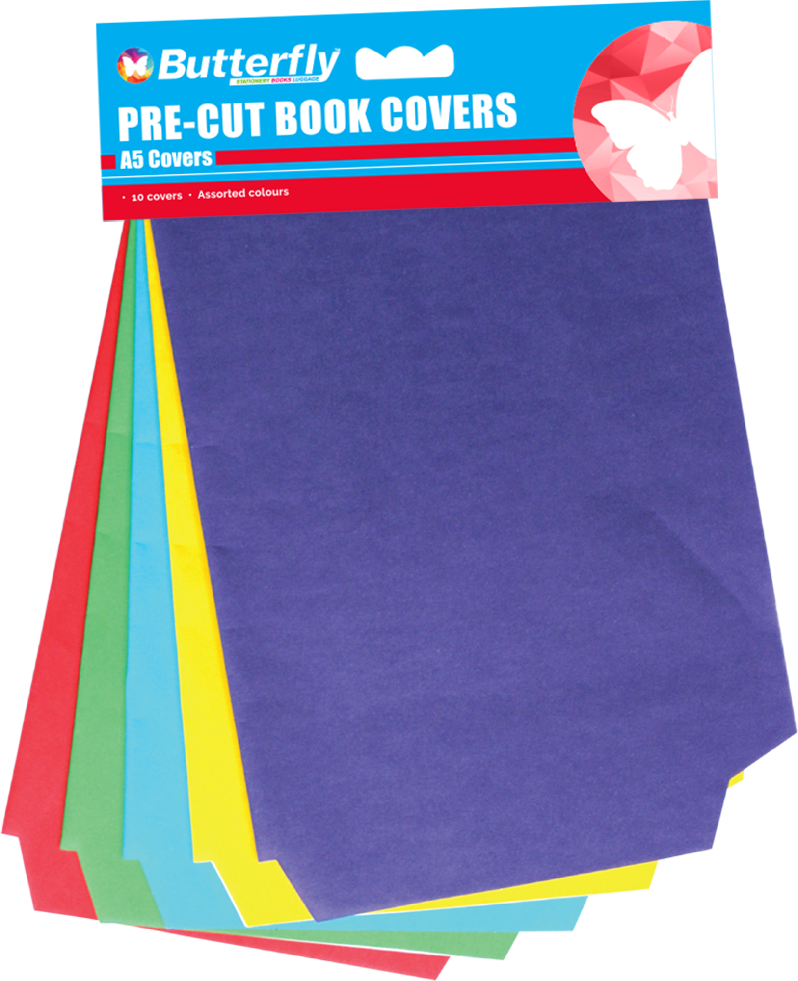 Butterfly Pre-Cut Book Covers Bright A5 Set of 10