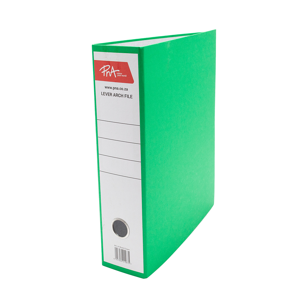 PNA Lever Arch File Board Green A4 75mm PNA Robertson Quarter