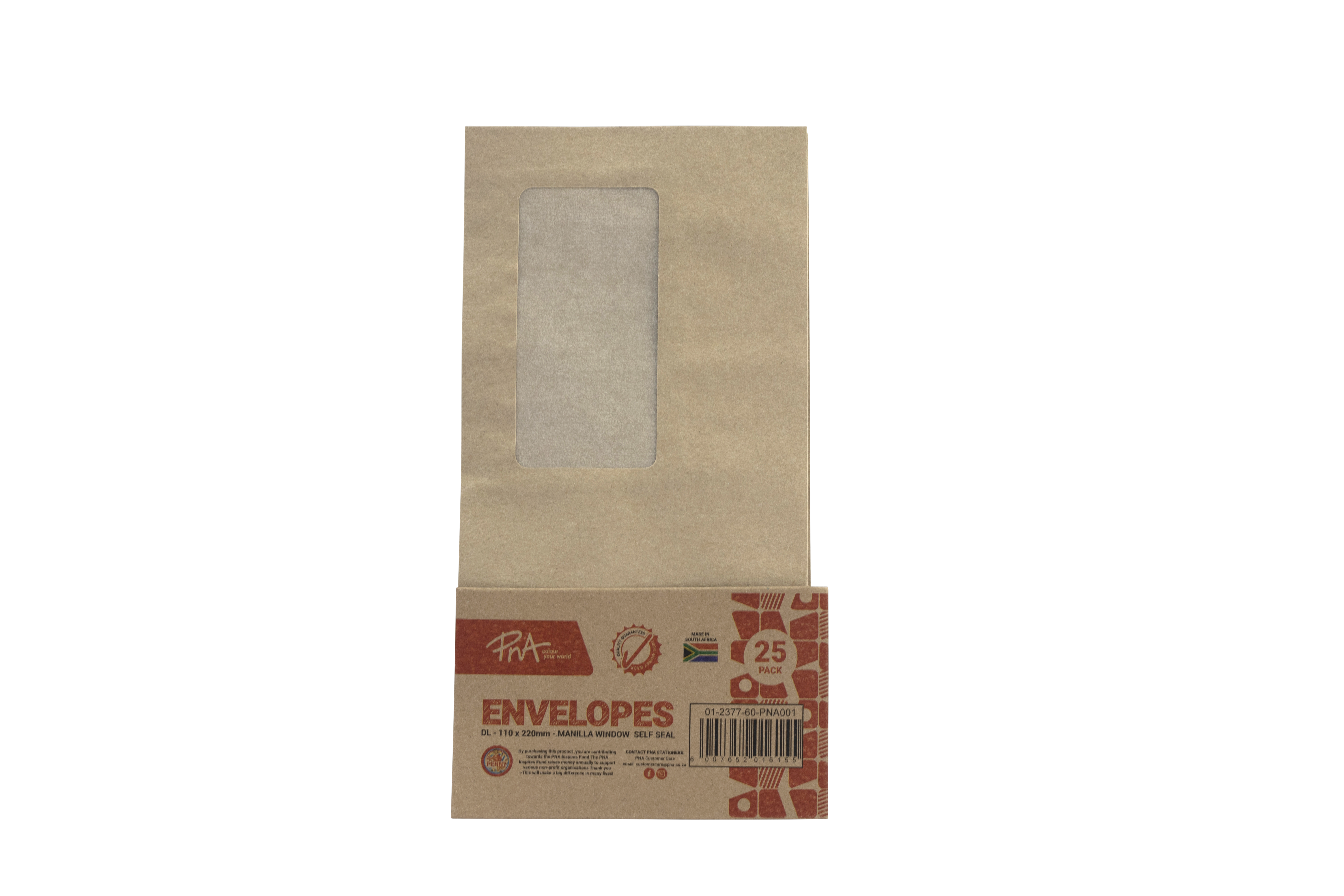 PNA Self Seal Envelopes Window Manilla Dlb Pack of 25