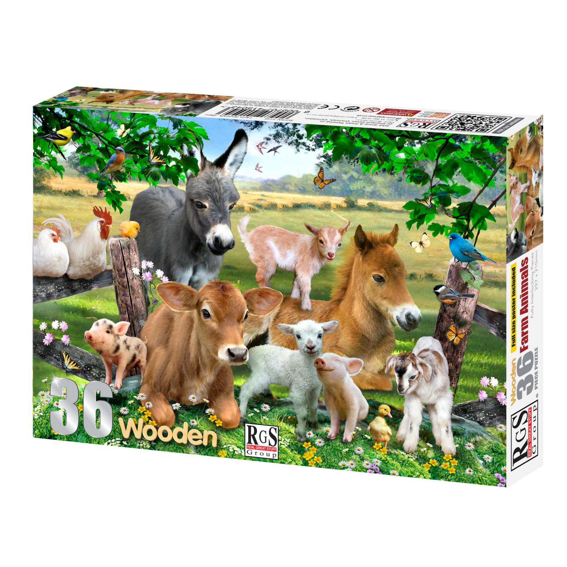 RGS Farm Animals Wooden Puzzle A4 36 Piece