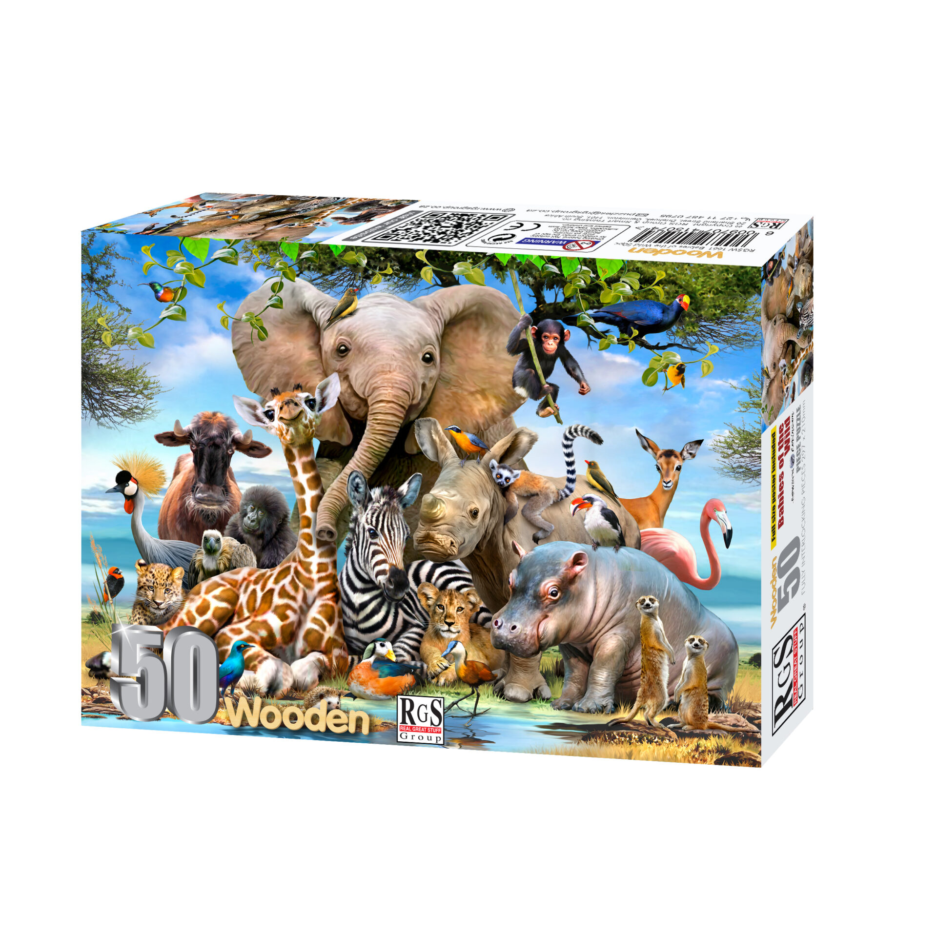 RGS Babies in the Wild Wooden Puzzle A4 50 Piece