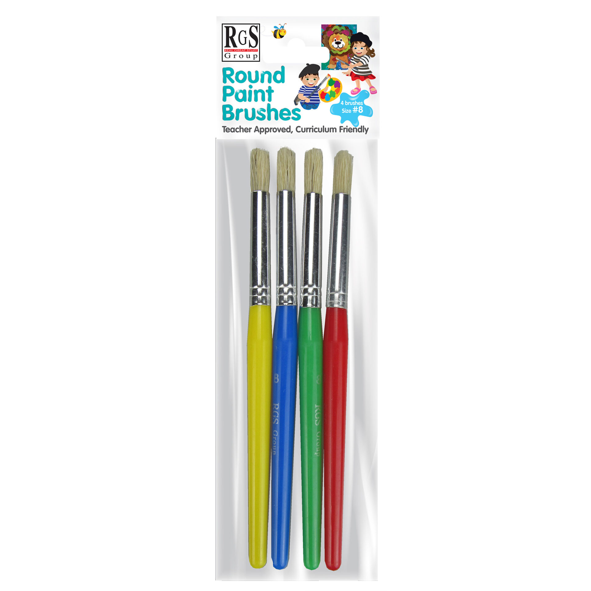 RGS Round Paint Brushes No.8 Pack of 4