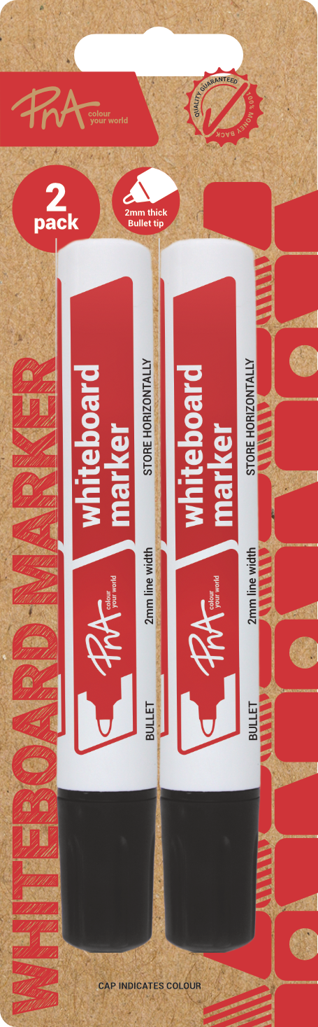 PNA Whiteboard Markers Bullet Tip Black Pack of 2