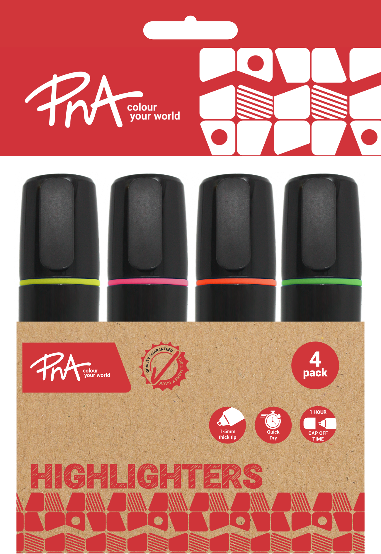 PNA Highlighters Neon Wallet of 4