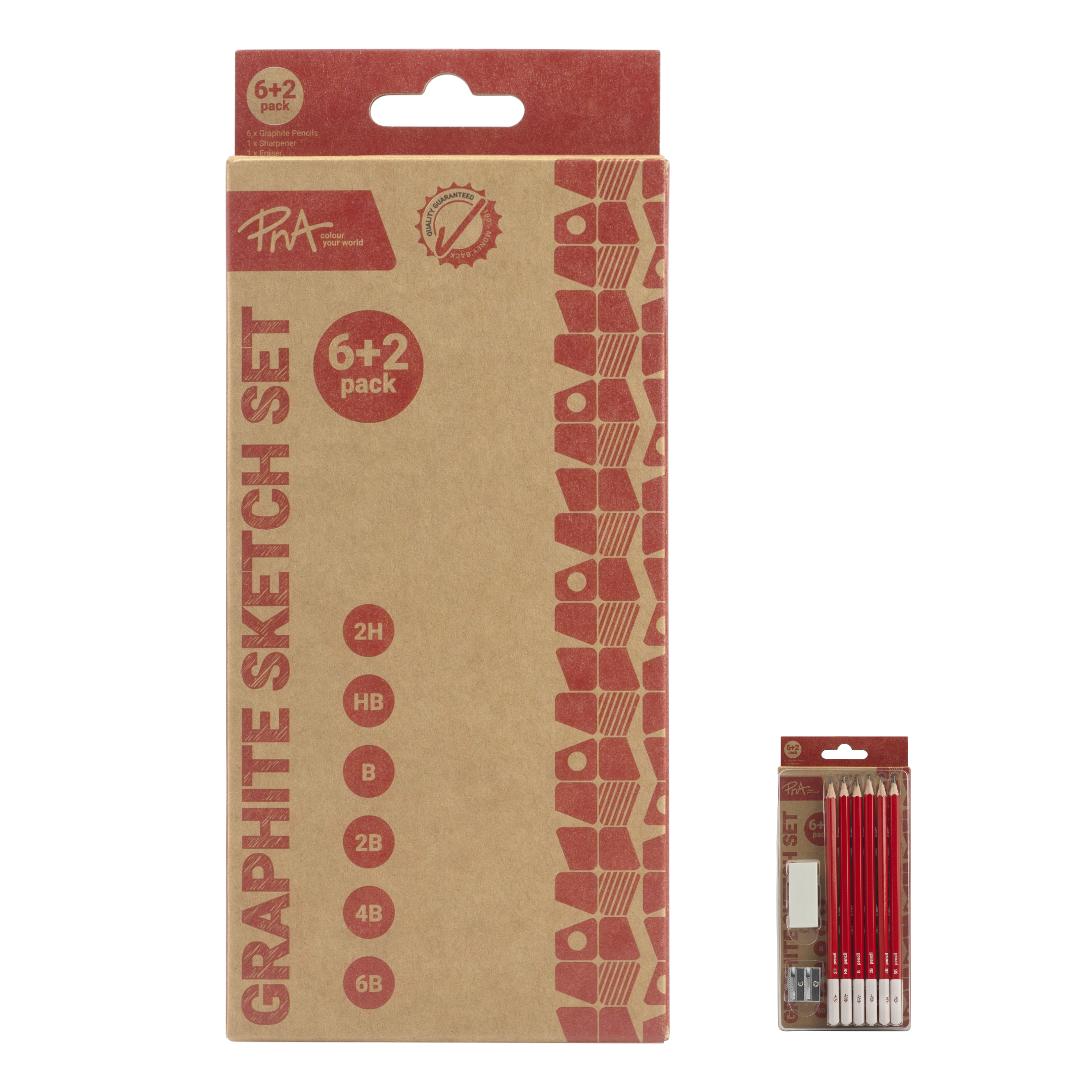 PNA Graphite Sketch Pencils Set of 6+2