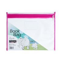 Meeco Book Bag With Zip PVC Clear Pink A4